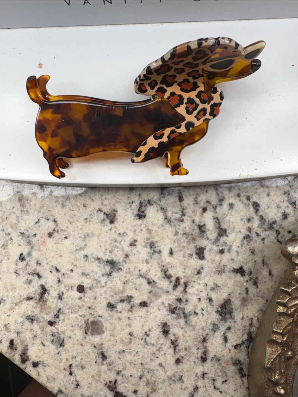 Stylish Tortoiseshell Dachshund Pet Hair Clip - Brown Leopard Accent - Picture 3 of 6